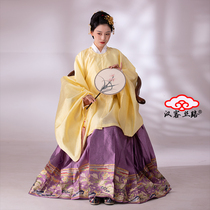 Hanke Silk Road Ming Hanfu Mandarin Duck play Lotus woven gold yarn horse skirt