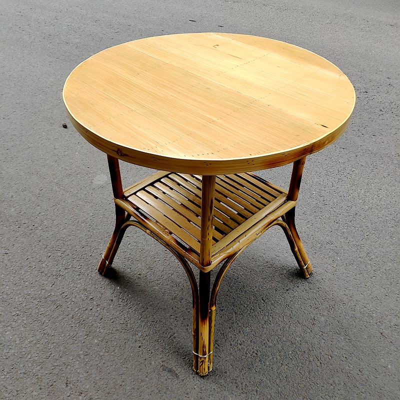Chinese Fields Garden Whole Dress Square Bamboo Tea Table Home Balcony Patio Courtyard Double Round Bamboo Tea Table Zen