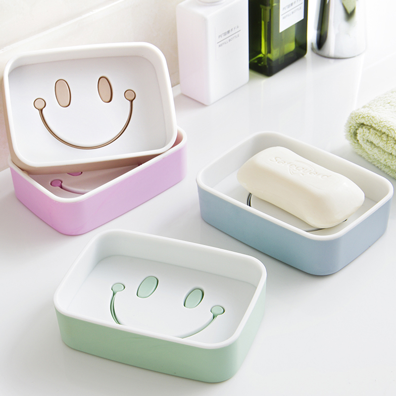 Home Home Cartoon Laughs Face Double Soapbox Drain Soap Rack Makeup Room Creative Soapy Soap Box Soap Box
