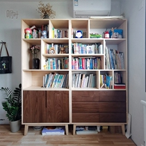 Tomorrow wood made Beijing custom minimal white wax cherry hard maple black walnut full pure log bookcase solid wood simple