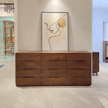 Tomorrow wood is made of black walnut all main tenon socket packed without paint Nordic simple mask twelve drawers and large side cabinet