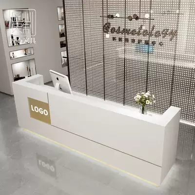 Beauty Salon commercial simple white cash register counter bar clothing store light luxury stainless steel modern hair salon bar table