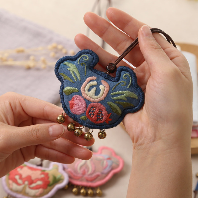 Aka Peace Charm Handmade Embroidery DIY Pouch