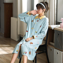 Nightdress women 2020 new spring and autumn cotton long sleeves over the knee sweet cute pajamas home clothes summer