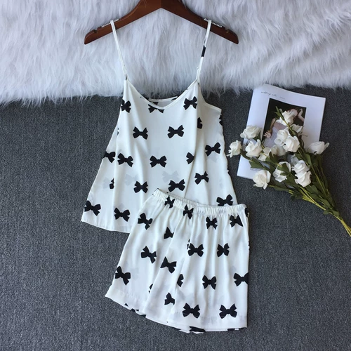 Сексуальная пижама, летние шелковые милые шорты с бантиком, 2021 года, эффект подтяжки, популярно в интернете