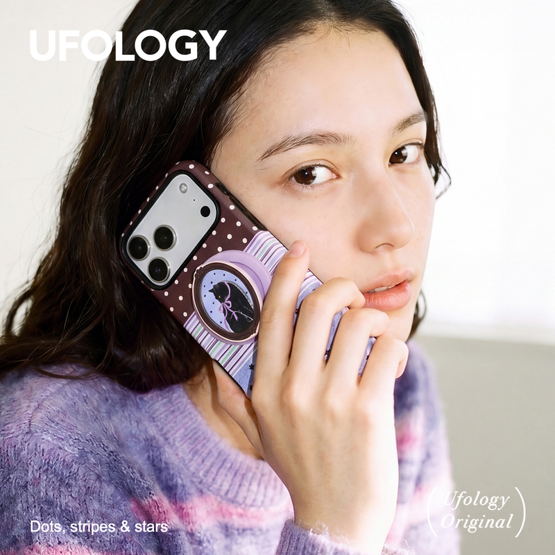 Ufology Original Magnetic Korean Imported Film Compatible iPhone 18 Pro Phone Case 17 Pro Max Apple 16 Pro New Model 15 Pro Autumn and Winter 14 Two-In-One 13 Cat Stand Splicing
