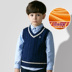 Áo len bé trai vest vest cộng với nhung cotton mùa thu đông mùa đông trẻ em áo len cổ lọ trẻ em áo len cổ chữ v quần áo trẻ em cao cấp Áo ghi lê