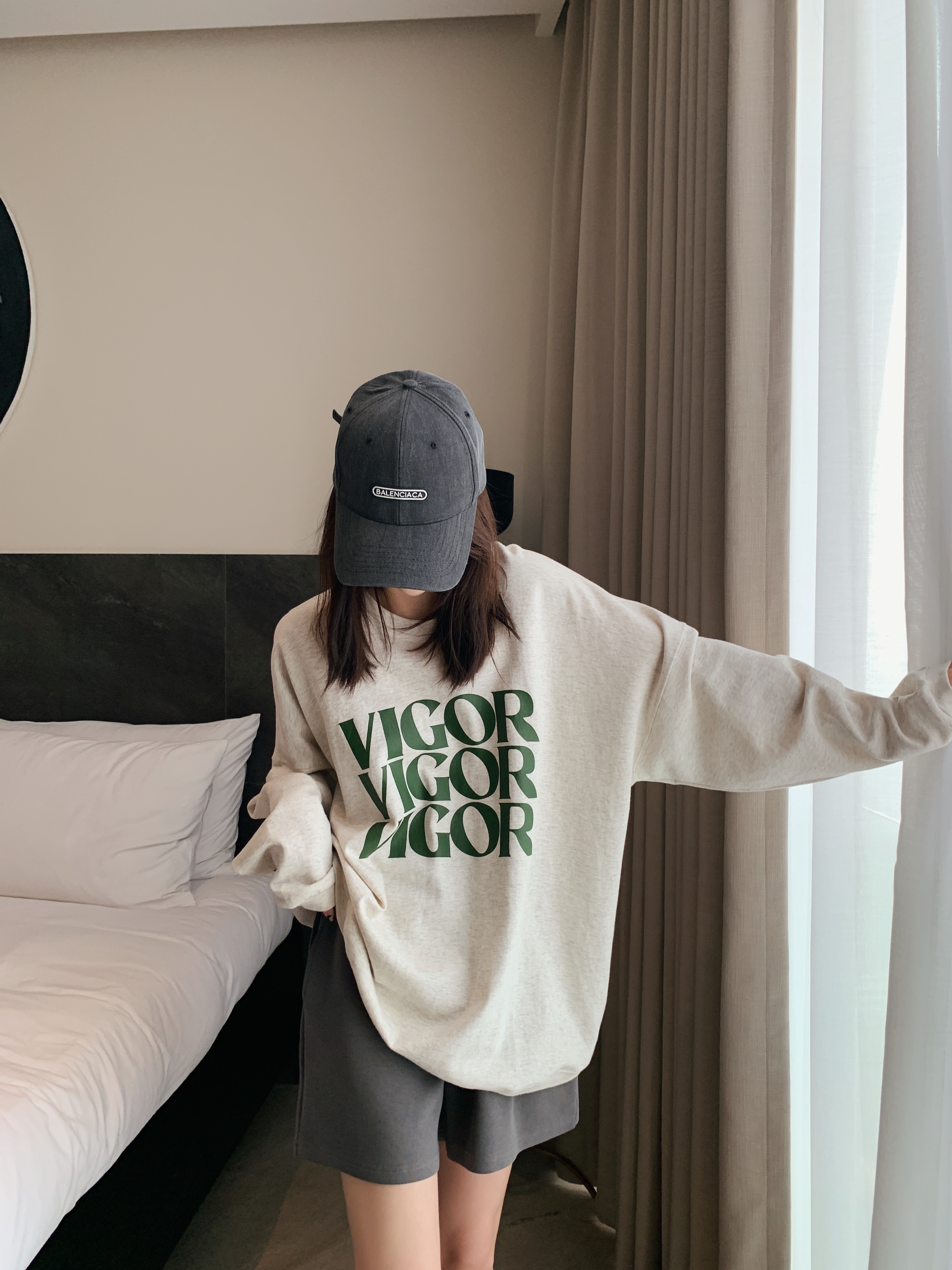 Small chant customised American white long sleeve T-shirt female spring summer thin section loose casual Lazy Breeze Pure Cotton T-shirt Blouse