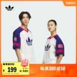 Adidas, ретро спортивная футболка с коротким рукавом для влюбленных, свободный крой, V-образный вырез