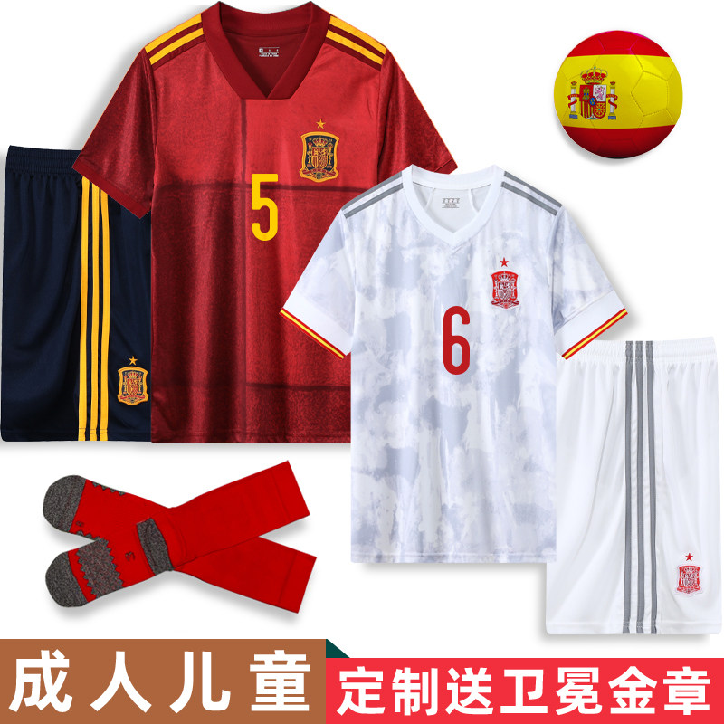 2021 European Cup Spain National Football Jersey Customized Home and Away Pedre Football Suit Men