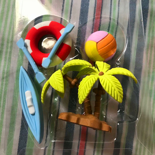 Simulation ball boat life buoy coconut tree three-dimensional simulation modeling eraser toy collection