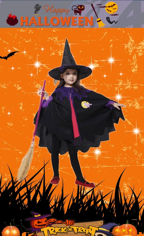 Halloween cha mẹ-con trang phục áo choàng trẻ em và bé gái hiệu suất áo choàng phù thủy quần áo phù thủy nhỏ cos hiệu suất ăn mặc