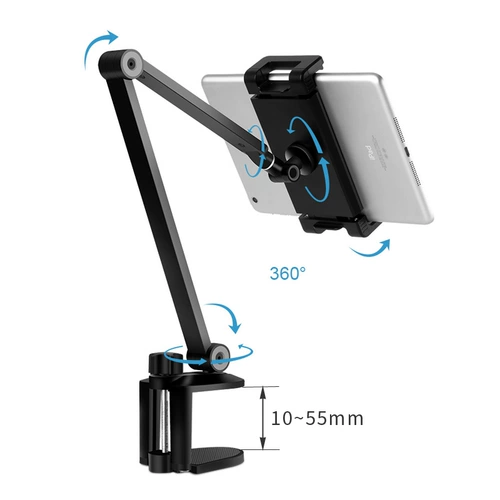 EOPPER AP-7LC Sandwich Mobile Phone Crackte Cracket Ipad планшет-кронштейн стабильный тип 360 вращающийся складной складной прибор доступен для Air Apple iPhone, Huawei Pro металлический алюминиевый сплав фиксированный сплав.