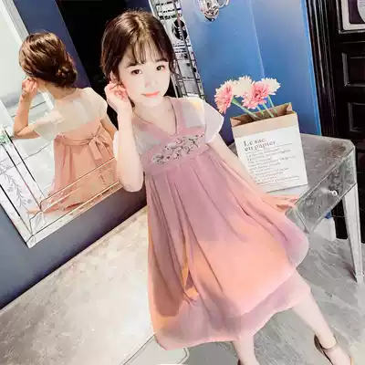 Girls ' dress summer 2019 new children's skirt tide summer medium and long version super fairy Chinese style Hanfu Western style