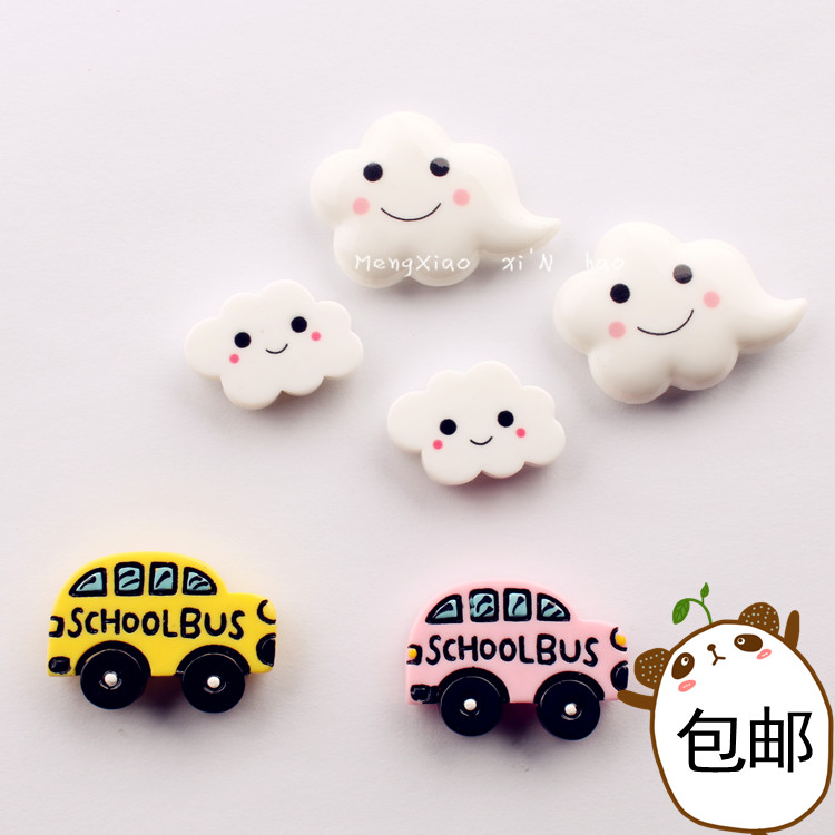 Korean cartoon car resin refrigerator sticker photo magnet refrigerator sticker school bus decoration
