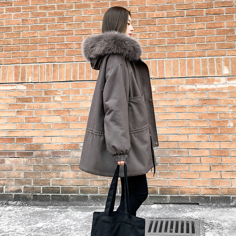 Parker down jacket women's 2022 new winter mid-length Korean version loose and thin thickened white duck down jacket