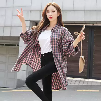 Plaid shirt women wild 2021 Autumn New Korean casual loose thin cotton large size long sleeve shirt tide