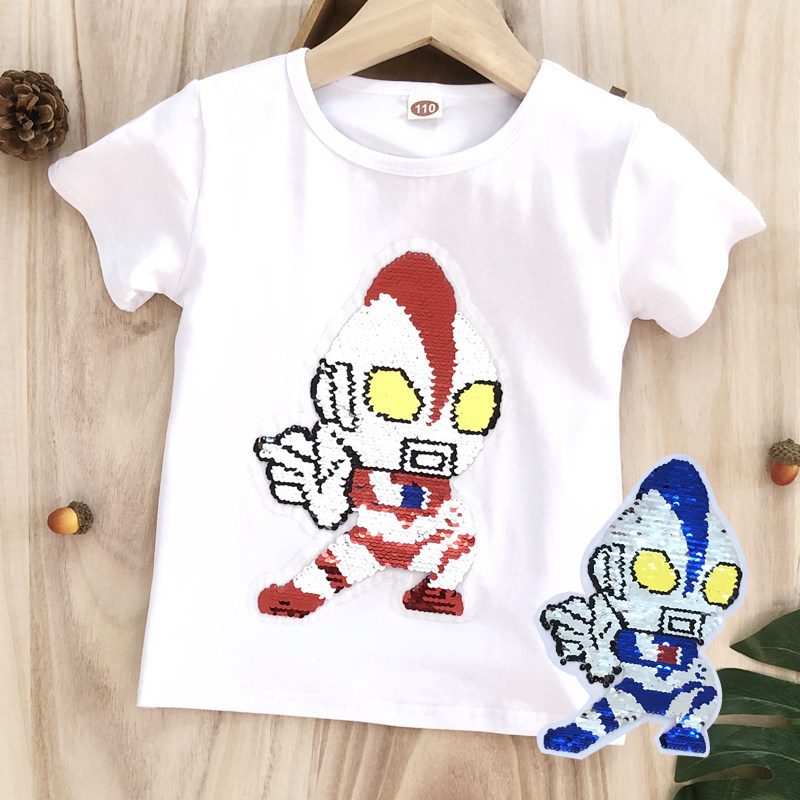Girls Short Sleeves T-Shirt Summer Children Coloring Clothes Pure Cotton Cotton Boy Superman Girl Baby Cartoon Clothes