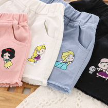 Girl Jeans Shorts Shorts Summer 2022 New Outwear Cartoon Children Loose 100 Hitch Pants Casual Hot Pants Summer