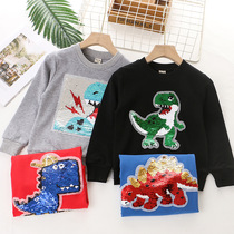 Childrens clothing 2022 new boys sweatshirt childrens spring fall dinosaur bright sheet chic clothes in childrens long sleeve blouses