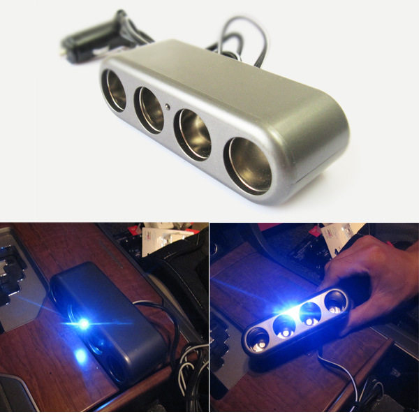 Shunwei car one for four power splitter one for four car cigarette lighter with LED light SD-1903