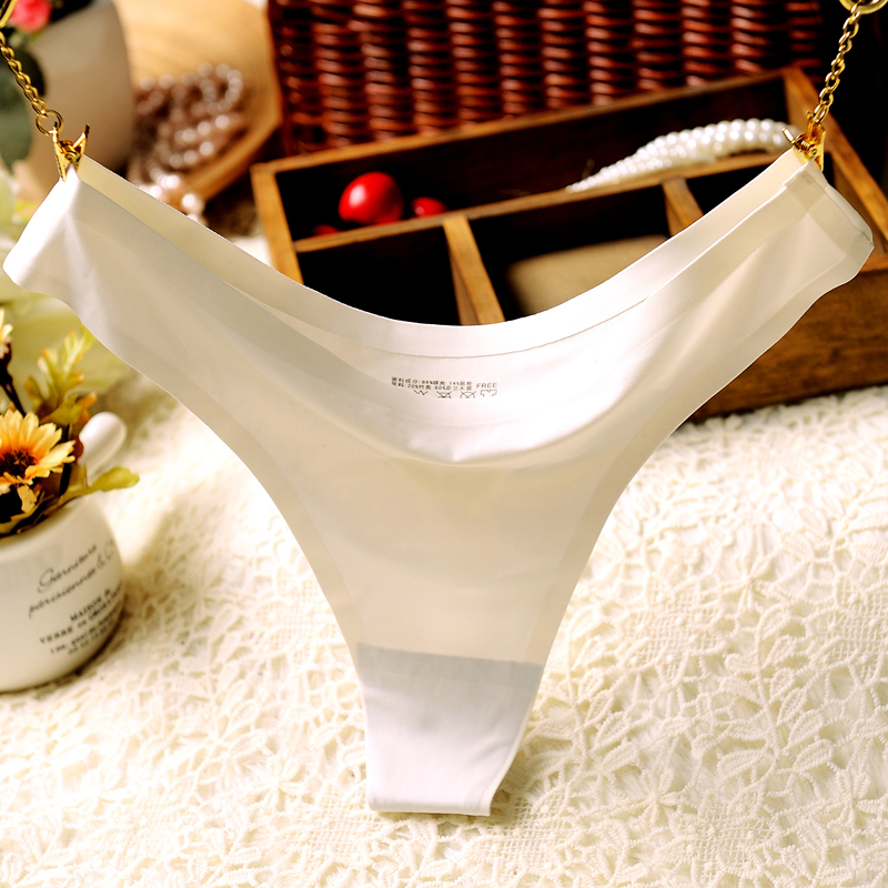 Lady No Marks Pants Ice Silk Sexy one-piece Pants Love Anecdote Underwear Rump Hip Low-waist T-pants 