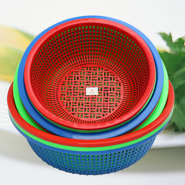 Canteen exclusive washing basket Drain Basket with large number of round plastic thickened water filtration sieve Kitchen Fruits Vegetable Basket-Taobao