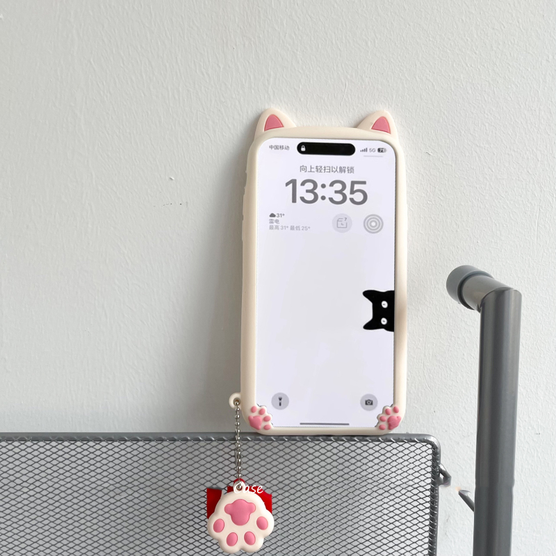 Japanese and Korean 3D Cat Ear Phone Case Suitable for iPhone 17, Cute Silicone Case for iPhone 14/X/Xs/Xr, Soft Case for iPhone 13/12, Protective Cover, Anti-Drop, Women's Style, Simple, Genuine Original Design