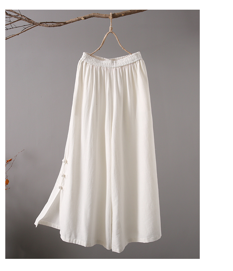 Tranh tiếp tục thêu nguyên bản quần áo trà cotton và vải lanh rộng khóa quần chân rộng phù hợp với mùa thu đông 2018 trang phục văn học trà retro áo kiểu nữ đẹp tuổi 35