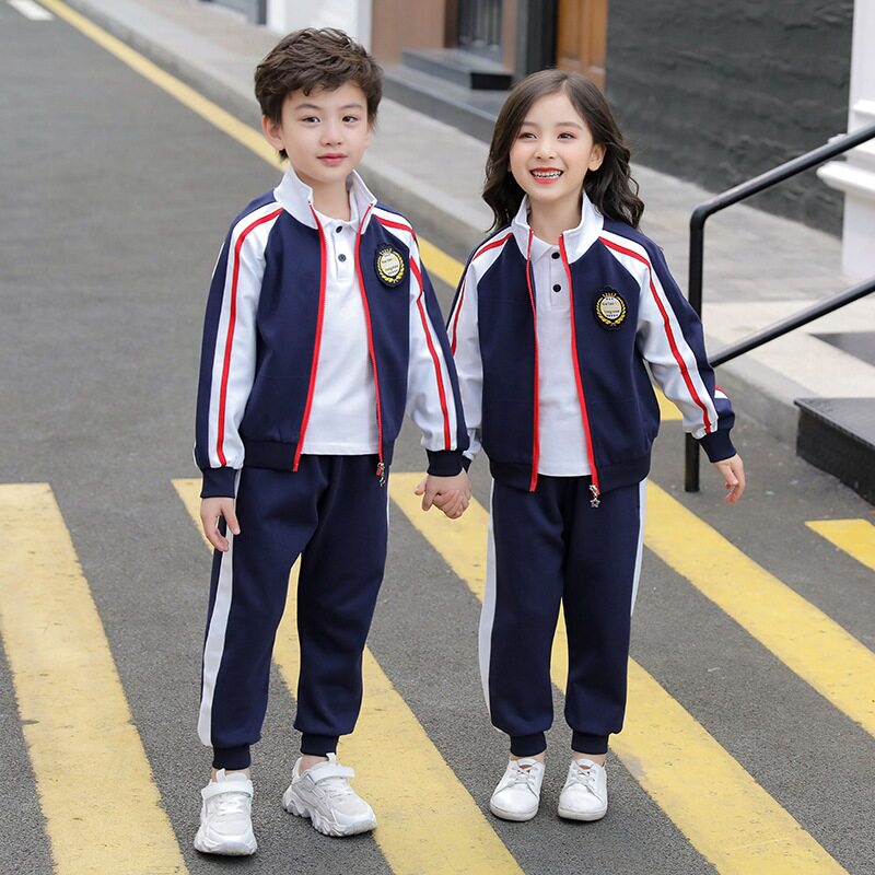 Kindergarten uniforms spring and autumn school uniforms primary school students' class uniforms first grade children's British style sports three-piece suit