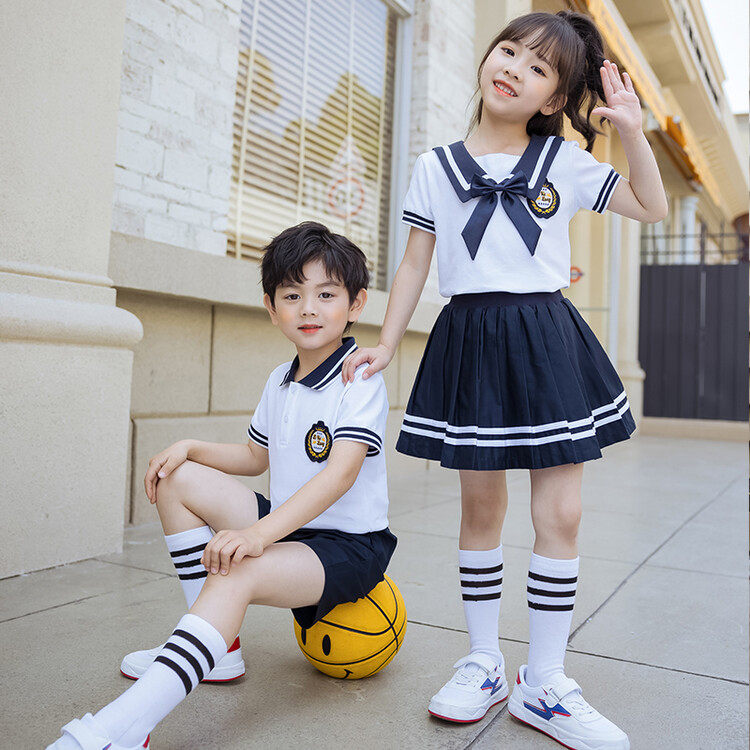 Kindergarten uniform graduation photo summer primary school students class uniform sports school uniform suit navy style children's performance clothing