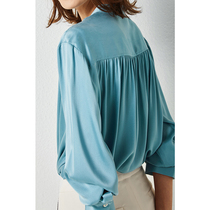 U N Q Noble Extravagant Glossy Silk Slip 23 Mmi Heavy Pound Genuine Silk Blouse With Shoulder Sleeves Mulberry Silk Shirt Woman