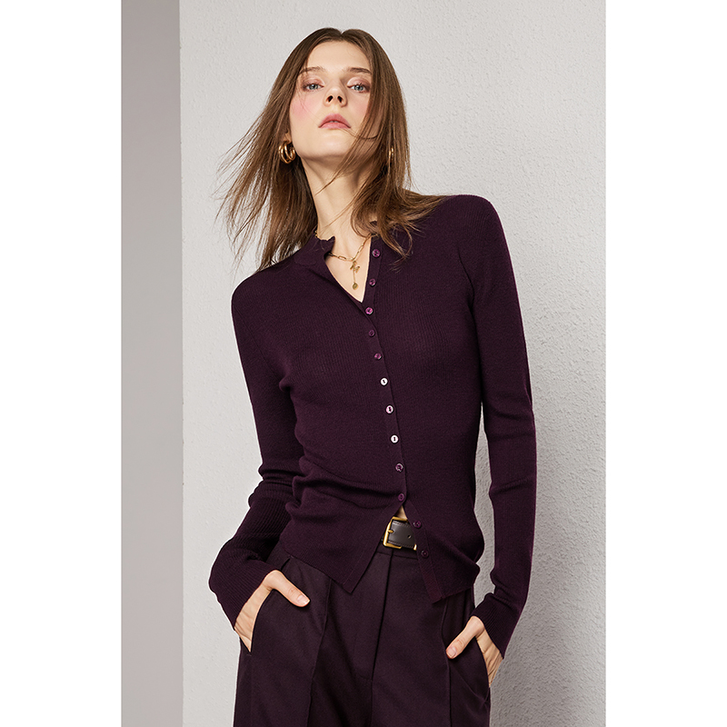 U.N.Q Ultra-Relaxing Zero-Pressure Soft German Yangzi Yarn Knit Top, Slimming V-Neck Fitted Top for Women