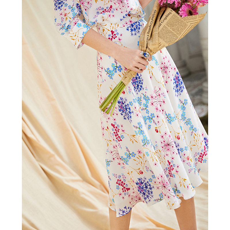 U N Q Flowers Romantic Wei - Shuff Slippers Slippers Silk Half - skirt printed in the skirt printed