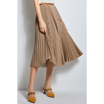 U N Q retro gig bird lattice trendy design sensation slim umbrella skirt elastic half-body skirt with high waisted pleat skirt
