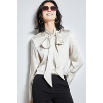 U N Q temperament floating with silk slip nude sensation 6A genuine silk pearl satin pure color loose heavy pound mulberry silk blouse women