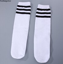 Childrens socks in the tube socks pure cotton sports meeting white background black stripes 3-15 years old dance spring and summer male and female kindergarten primary school students