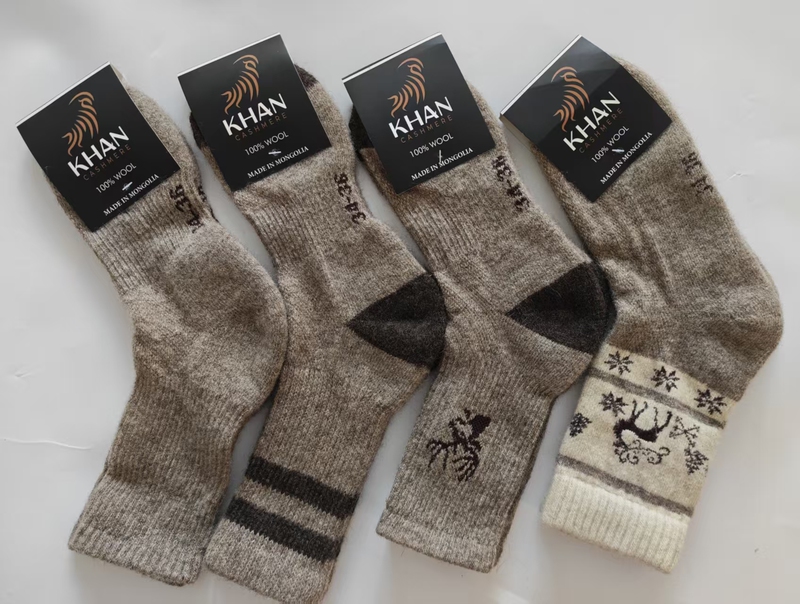 Mongolia's Khan Brand 100% Wool Socks, Unisex, Sizes 34~45, Winter Warm Wool Socks