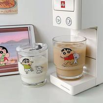 Cartoon Cartoon Crayon Small New Glass With Lid Straw Cup Girl Hearts Cups Students Water Glasses Milk Coffee Cup