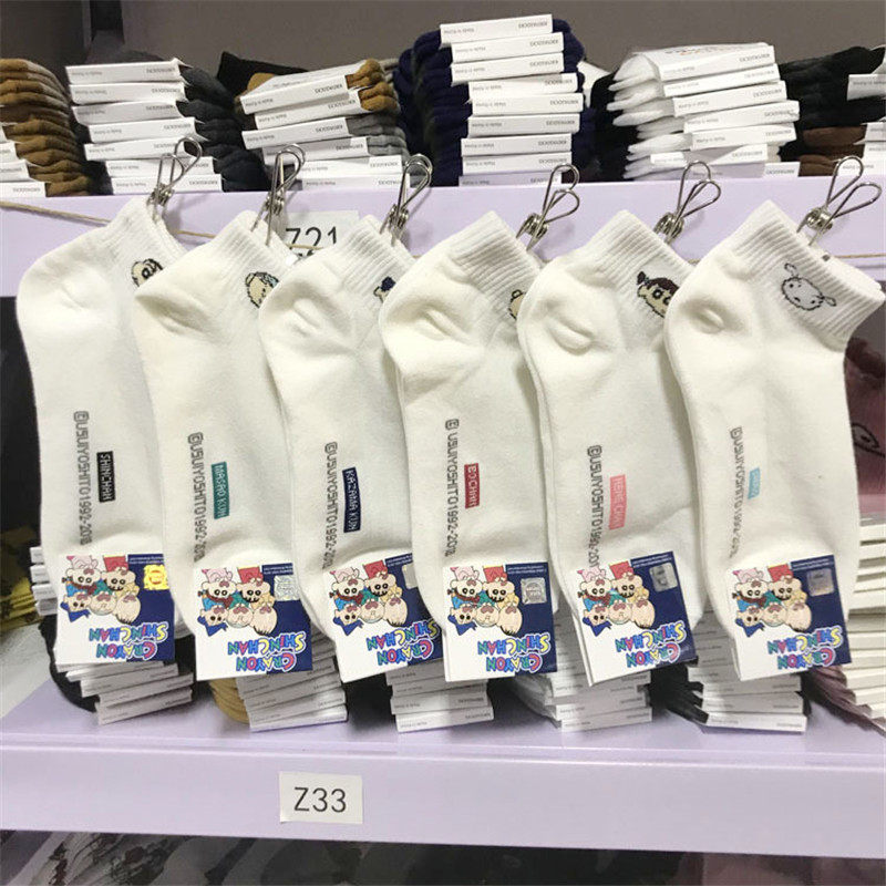 (3 double) Korean import crayons small new cotton socks short socks female socks