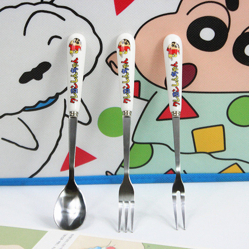 Wax Pen Small New Ceramic Spoon Water Cup Spoon Stainless Steel Spoon Fork Fruit Fork Cake Fork Coffee Spoon Cartoon Cartoon