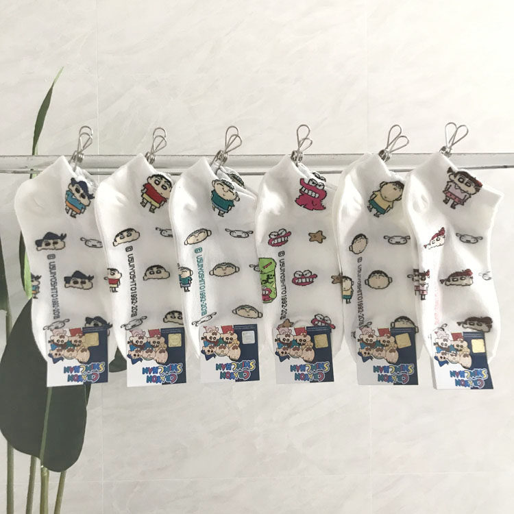 (3 double) cute cartoon crayon small new cotton socks short socks Korea original single