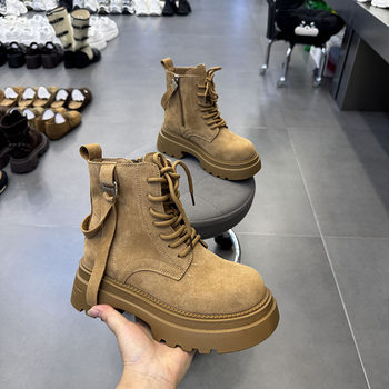 Autumn retro motorcycle platform heightening martin short boots for women