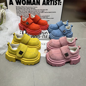 Women's thick-soled platform shoes with velcro to increase height for small people