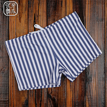 Summer on the new mens striped boxer shorts tide low waist sexy fashion loose bathing hot spring water park swimming pants