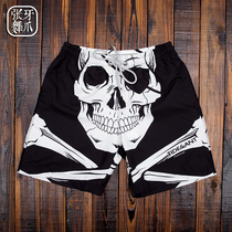 Quick-drying loose beach pants male hipster skull pattern five-point pants fashion sports fitness running pants