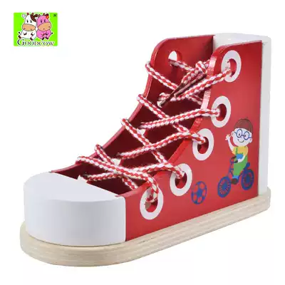 Wooden Montessori early education Daily kindergarten Large middle and small classes Living area Small shoes Lace-up toy material