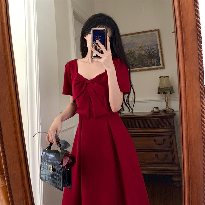 Light Luxury Plus-Size Women's Clothing for Wedding Banquets, Engagement Ceremonies, and Wedding Receptions; Formal Dresses, Toasts, and Everyday Wear; Red Summer Dress