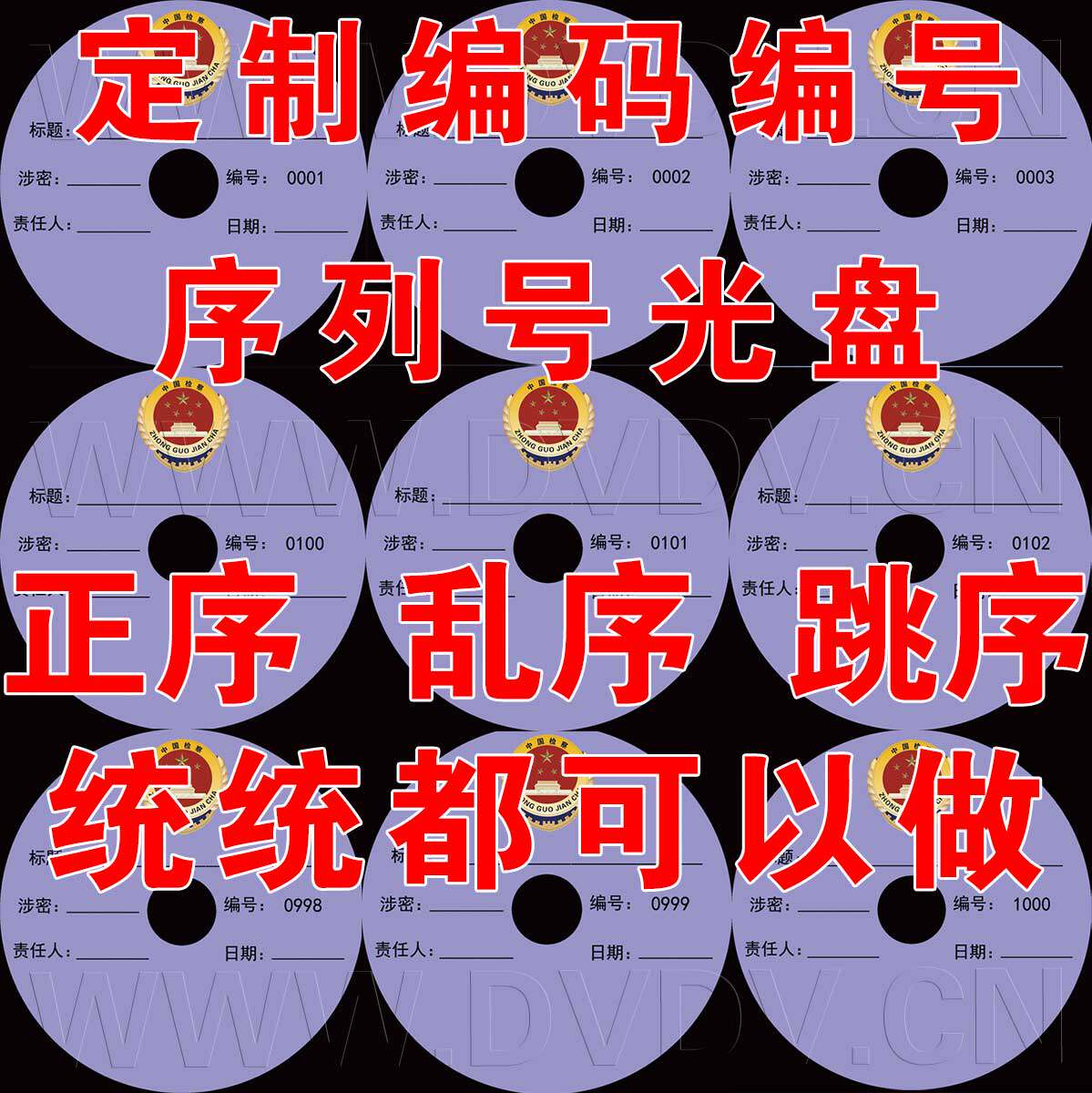 Custom Order Unit Prosecution Order Serial Number Sorting Coding Coding Number CD DVD involved Confidentiality encrypted VCDs
