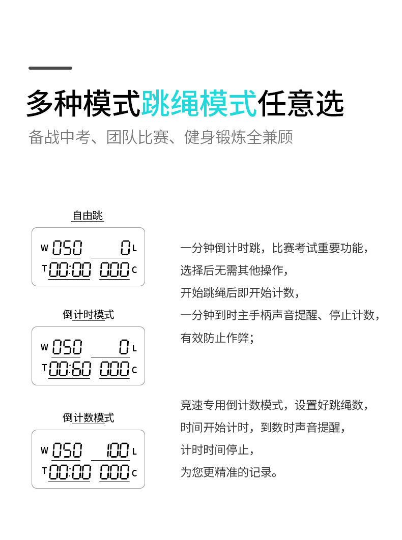 Скакалка 中考专用跳绳2019初中生体育考试智能电子计时计数器专业钢丝绳